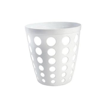 Plastic office trash can, white, 12 liters