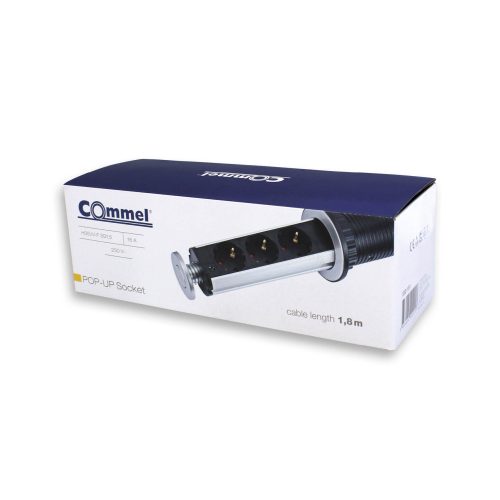 Commel podžbukni razvodnik, 3 utičnice, metalni prsten, 16A 3500W, ugrađen u namještaj