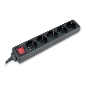   Distribuitor Commel, extensie 5, cu comutator, protectie la atingere, negru, 3m, 16A, 3500W