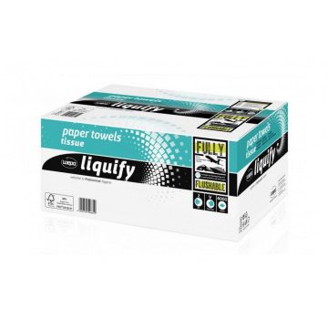   Wepa Liquify V hajtogatott kéztörlő 2 rétegű, 80% fehér, 24x21 cm 15x268lap/karton, 32 zsák/raklap