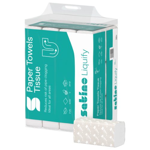 Satino Wepa Liquify V presavijeni ručnik za ruke 2 sloja, celuloza 24x21 cm 12x336 listova/vrećica (4048 listova)
