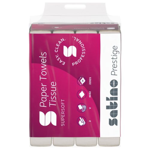 Satino Wepa Prestige V Falthandtuch 2-lagig, Zellstoff, 22x21cm, 4032 Blatt/Beutel