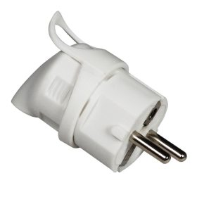  Ștecher Commel împământat cu priză inferioară, schuko 16 A 250 V ~, alb