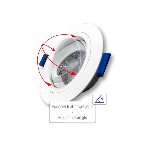 Commel ugradna LED ploča, podesiva, okrugla 90mm 3000K, 3 kom