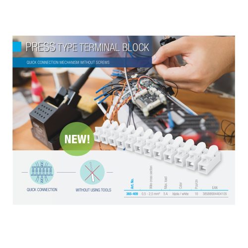 Svorkovnica Commel 0,5 - 2,5 mm2, biela, rýchloupínacia