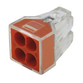   Commel 4-Draht-Stecker für Massivdrähte, 0,75-2,5 mm2, transparent orange, 20 Stk