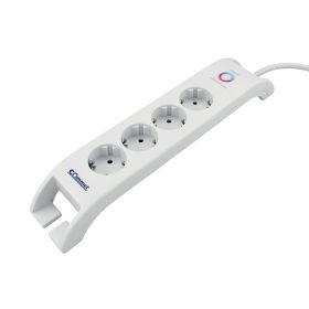   Priză Commel, cu protecție la supratensiune, 4 prize, 2 USB 2m, alb, 16A, 3680W