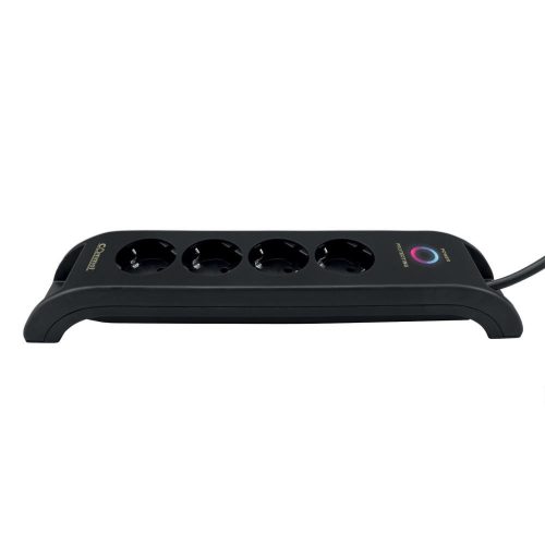 Commel predlžovací kábel, s prepäťovou ochranou, 4 zásuvky, 2 USB 2m, čierny, 16A, 3680W