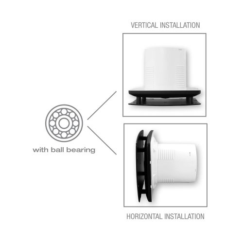 Wentylator wyciągowy Commel 100 mm, z timerem, listwa zamykająca, łożysko kulkowe czarne 12 W, 95 m³/h, 34 dB