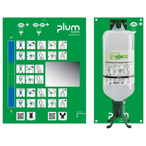 Plum DUO szemkimosó állomás 1000 ml elsősegély szemkimosóval