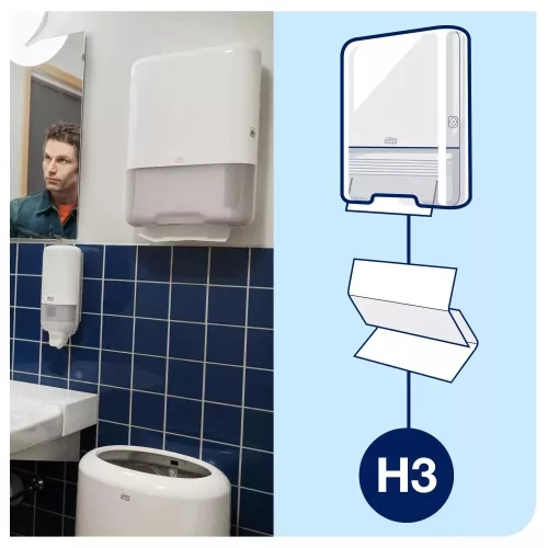 Tork Singlefold hajtogatott kéztörlő adagoló H3 Z és C hajtású kéztörlőkhöz - ütésálló műnyag,fekete