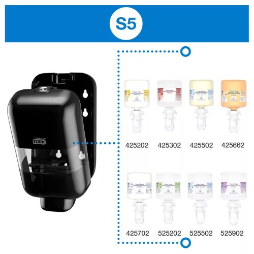 Tork Mini szappan- és kézfertőtlenítő-adagoló, fekete