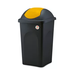   Coș de gunoi cu capac rabatabil, plastic, antracit/verde, 50 litri