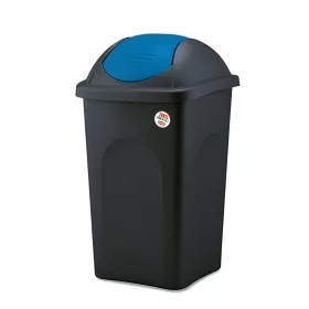  Coș de gunoi cu capac rabatabil, plastic, antracit/verde, 50 litri