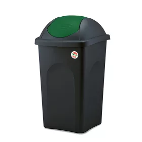   Coș de gunoi cu capac rabatabil, plastic, antracit/verde, 50 litri