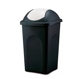   Coș de gunoi cu capac rabatabil, plastic, antracit/verde, 50 litri