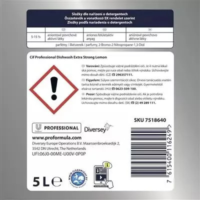 Cif Dishwash Extra Strong Lemon kézi mosogatószer 5L 