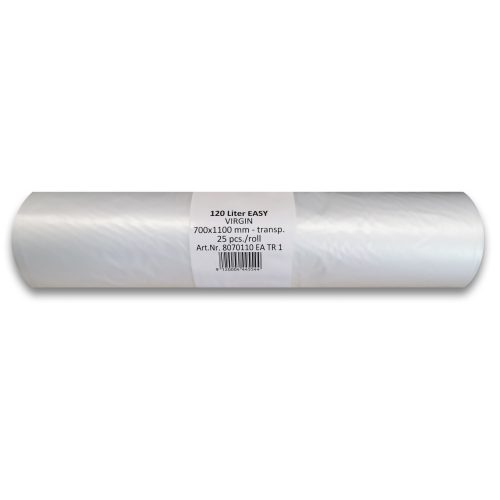 Garbage bag transparent HDPE 70x110 18 micron 135L 25 pcs/roll 15 rolls/carton