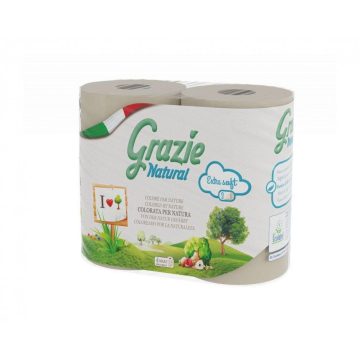   Lucart GRAZIE NATURAL household toilet paper, 3 layers, 4 rolls/pack, 14 packs/bag