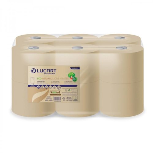 Lucart L-One Eco Natural 180m toilet paper, 2 layers, Inner/point, 12 rolls per sheet