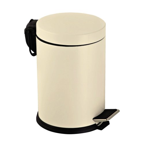 Galvanized steel pedal bin, with removable plastic bucket, cream color, 5L