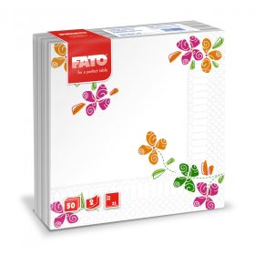   Fato Napkin 33x33cm pattern Happy Flowers 2-ply 50 sheets/pack