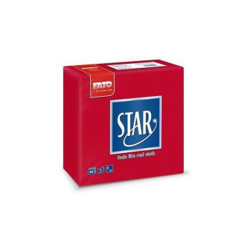   Star napkin, 2 layers, 38x38cm, red, 40 threads/pack, 30 packs/carton
