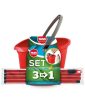 Fass mopping set with oval bucket, synthetic mop, handle, wringer basket red