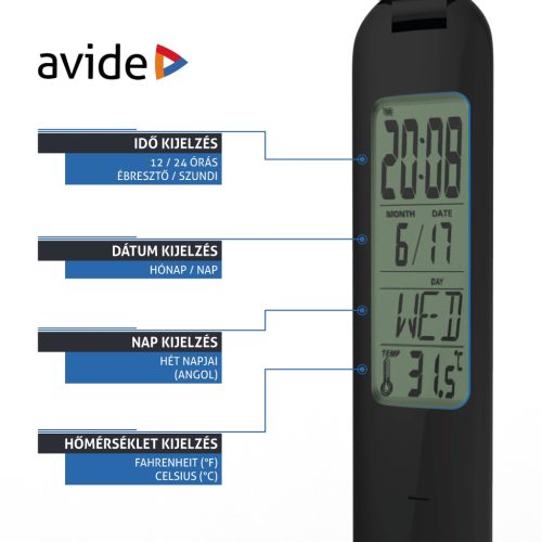 Avide LED Desk Lamp RGB Calendar Black 4W