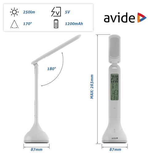 Lampă de birou Avide LED RGB Calendar Alb 4W
