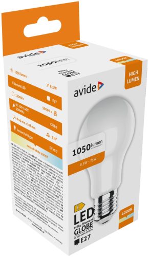 Avide LED Opal Filament Globe 8,5W E27 NW 4000K