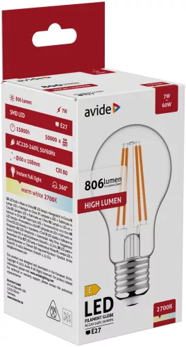 Avide LED vláknový glóbus 7W E27 WW 2700K