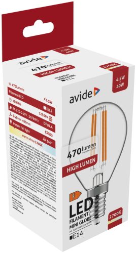 Avide LED Filament Mini Globe 4,5W E14 WW 2700K