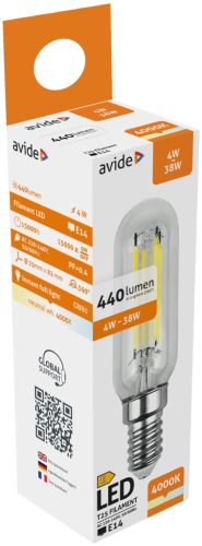 Avide LED Filament T25 4W E14 NW 4000K