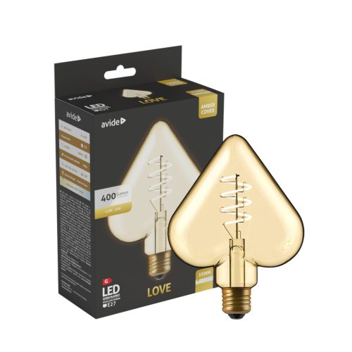 Avide LED Jumbo Filament Love Amber 4.9W E27 2200K Fényerőszabályzós