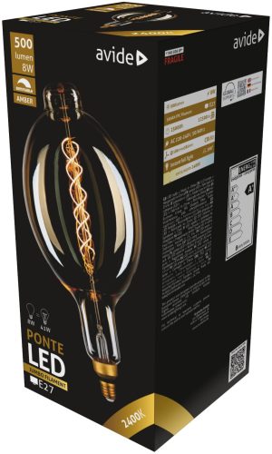 Avide LED Jumbo Filament Ponte 180x385mm Amber 8W E27 2400K Stmievateľné