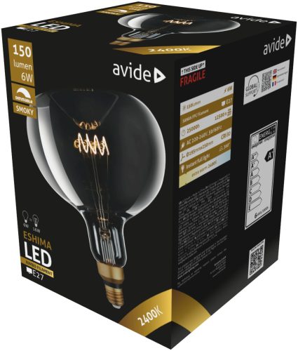 Avide LED Jumbo Filament Eshima 190x255mm Smoky 6W E27 2400K Stmievateľné
