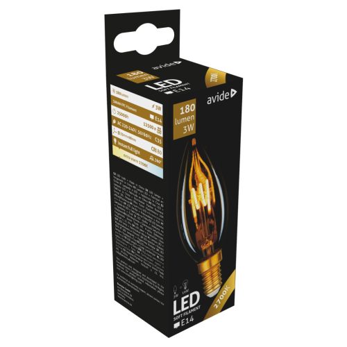 Avide LED Soft Filament Candle 3W E14 EW 2700K