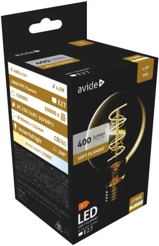 Avide LED Soft Filament G80 4,5W E27 EW 2700K