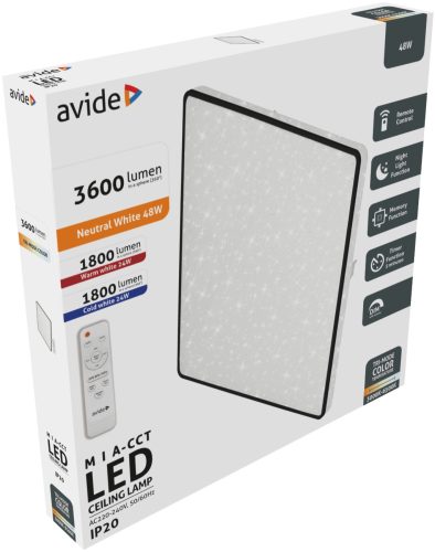 Avide LED stropna svjetiljka Mia-CCT Star 48W (24 24) 420*50mm s daljinskim upravljačem
