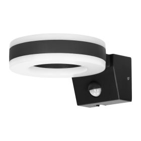   Adviti howlit outdoor round LED wall lamp IP65 black 20w with motion sensor