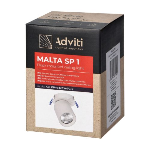 Adviti spot lamp recessed ceiling white 1x GU10 