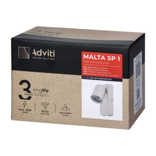 Adviti spot svjetiljka sa zidnim bijelim prekidačem 1x GU10  