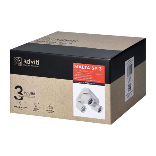 Adviti lampa punktowa ścienna i sufitowa biała trójkątna 3x GU10  