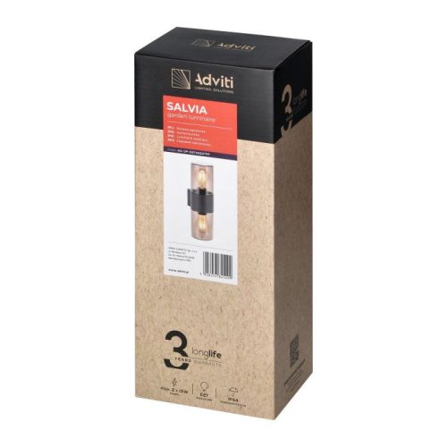 Adviti salvia outdoor wall lamp metal IP54 gray 2XE27