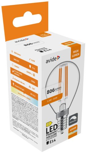 Avide LED Filament Mini Globe 5,9W E14 NW 4000K stmievateľné