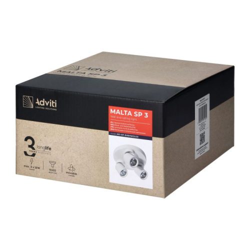 Adviti spot lampa zidna i stropna crna okrugla 3xGU10 malt  