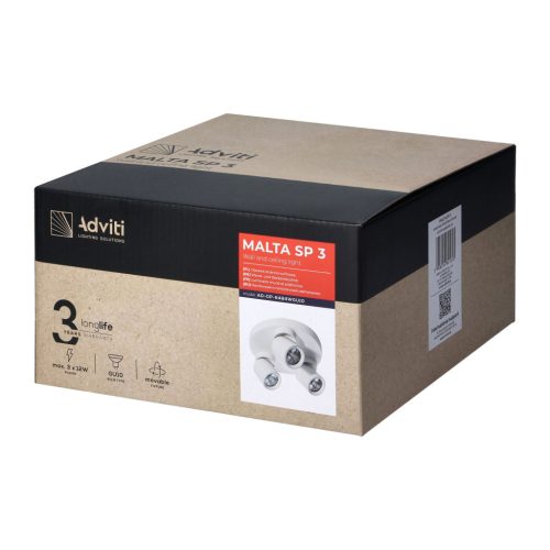 Adviti spot lampa zidna i stropna bijela okrugla 3xGU10 malt  