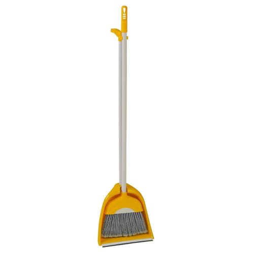 Broom + dustpan yellow 110cm