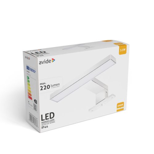 Avide LED svjetiljka za ogledalo Kvadratna kromirana plastika 180 mm NW 4000K 3,5 W IP44
